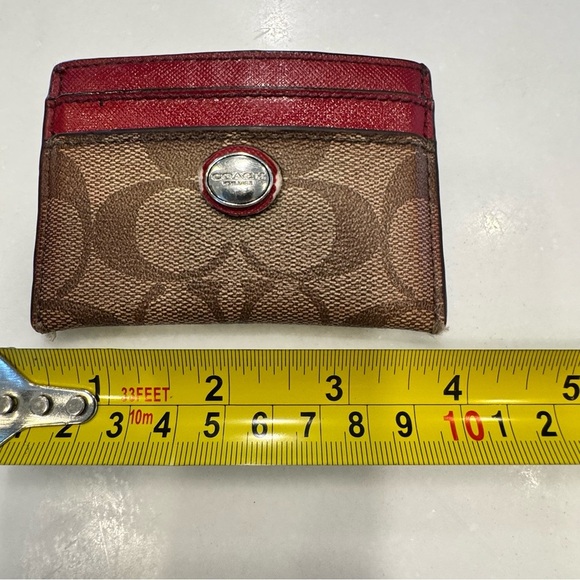 Coach Card Holder Cards Case Signature Canvas Red/Brown 5 slots - Picture 7 of 10